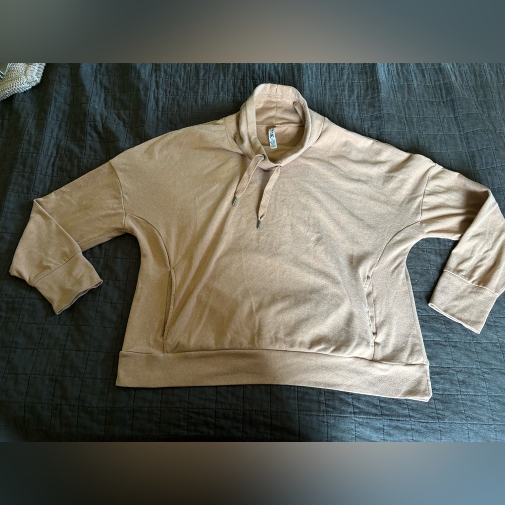 Kyodan Outdoor Womens Hiking Tan Funnel‎ Neck Pullover Size Large w/ Pockets